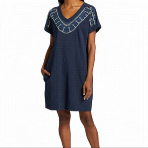 Nic + Zoe Pier Embroidered-Neck Dress